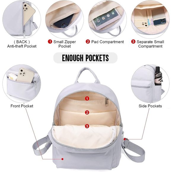 Women Grey Polyester Light Weight Small Waterproof Mini Backpack main image 8